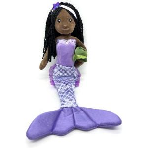 The Petting Zoo, Mermaid Doll with Alligator Stuffed Animal, Gifts for Girls, Plush Mermaid Doll with Alligator Plush Toy, 17 inch African American