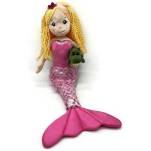 The Petting Zoo Mermaid Doll with Alligator Stuffed Animal- Great Gifts for Girls, Mermaid Plush Doll with Alligator Plush Toy, 17 inch (Red Hair)(Blonde)