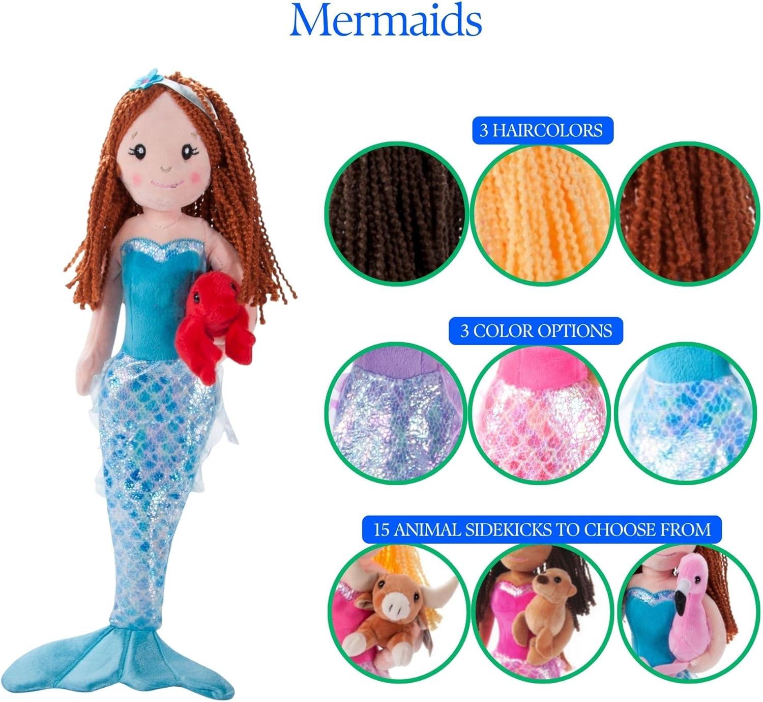 image:imageThe Petting Zoo Mermaid Doll with Flamingo Stuffed Animal Great Gifts for Girls Mermaid Plush Doll with Flamingo Plush Toy 17 inch Red HairBrunette