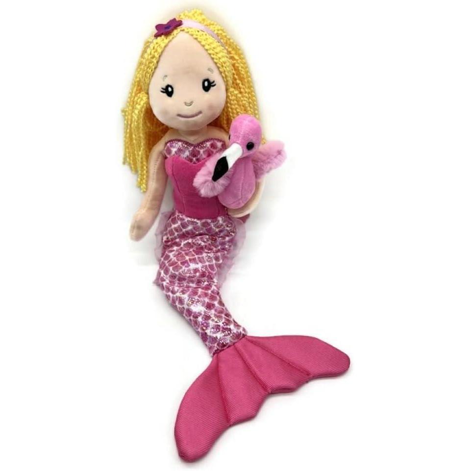 image:imageThe Petting Zoo Mermaid Doll with Flamingo Stuffed Animal Great Gifts for Girls Mermaid Plush Doll with Flamingo Plush Toy 17 inch Red HairBlonde