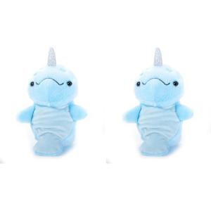 The Petting Zoo Narwhal Stuffed Animal Plushie, Gifts for Kids, Nuggetz Sealife Animals, Blue Narwhal Plush Toy, 6 inches(6 in (Pack of 2))