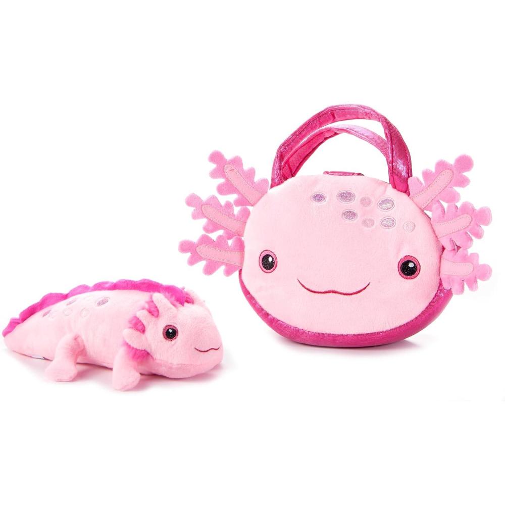 image:imageThe Petting Zoo Stuffed Animal Plushie and Pet Carrier Gifts for Girls Wildlife Animal Plush Toy and Matching Purse Pet Carrier AxolotlAxolotl