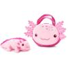 The Petting Zoo Stuffed Animal Plushie and Pet Carrier, Gifts for Girls, Wildlife Animal Plush Toy and Matching Purse Pet Carrier (Axolotl)(Axolotl)