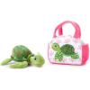 The Petting Zoo Stuffed Animal Plushie and Pet Carrier, Gifts for Girls, Wildlife Animal Plush Toy and Matching Purse Pet Carrier (Axolotl)(Sea Turtle)