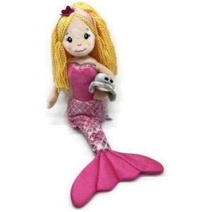 The Petting Zoo Mermaid Doll with Stingray Stuffed Animal- Great Gifts for Girls, Mermaid Plush Doll with Stingray Plush Toy, 17 inch (Blonde)