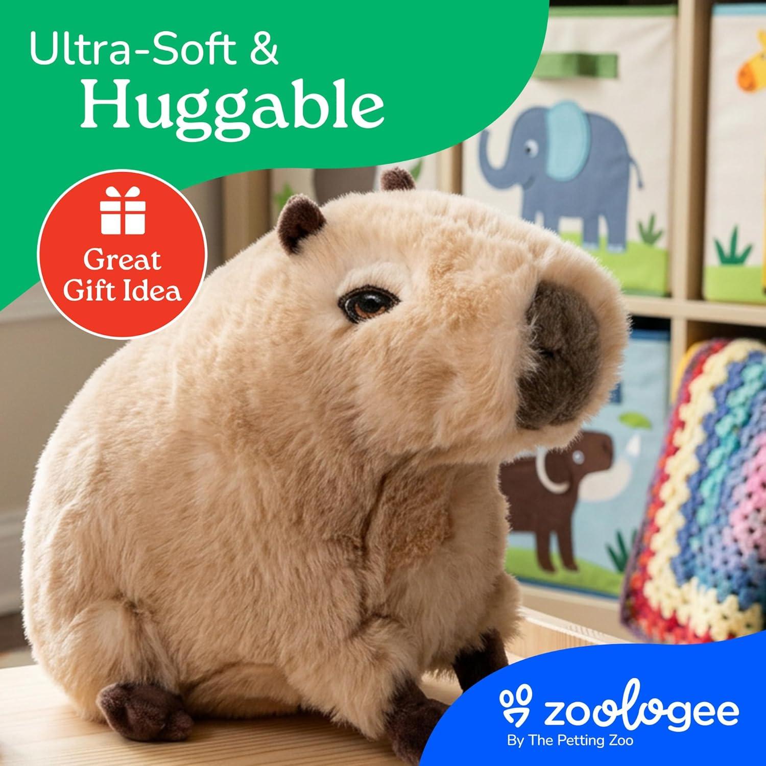 image:imageThe Petting Zoo Capybara Stuffed Animal Plushie Gifts for Kids Earth Keeperz Wildlife Animals Zoologee Brown Capybara Plush Toy 10 inches