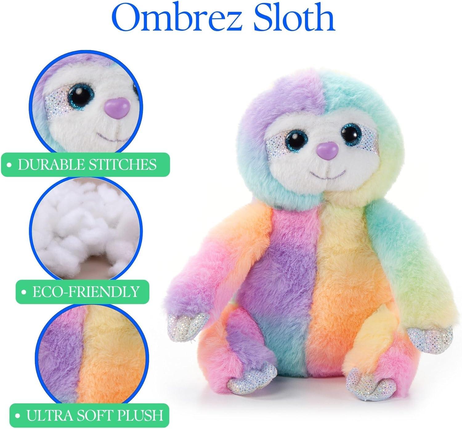 image:imageThe Petting Zoo Sloth Stuffed Animal Plushie Ombrez Animals Rainbow Sloth Plush Toy 9 inches