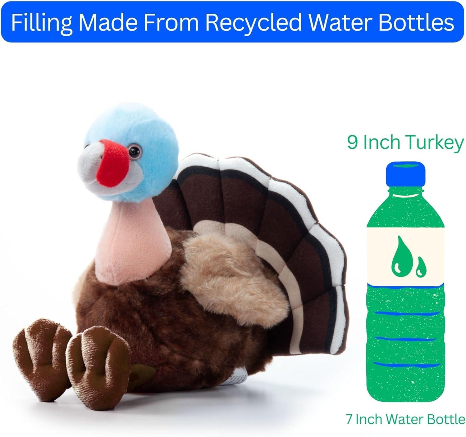 image:imageThe Petting Zoo Turkey Stuffed Animal Plushie Gifts for Kids Wild Onez Wildlife Animals Turkey Plush Toy 9 inches