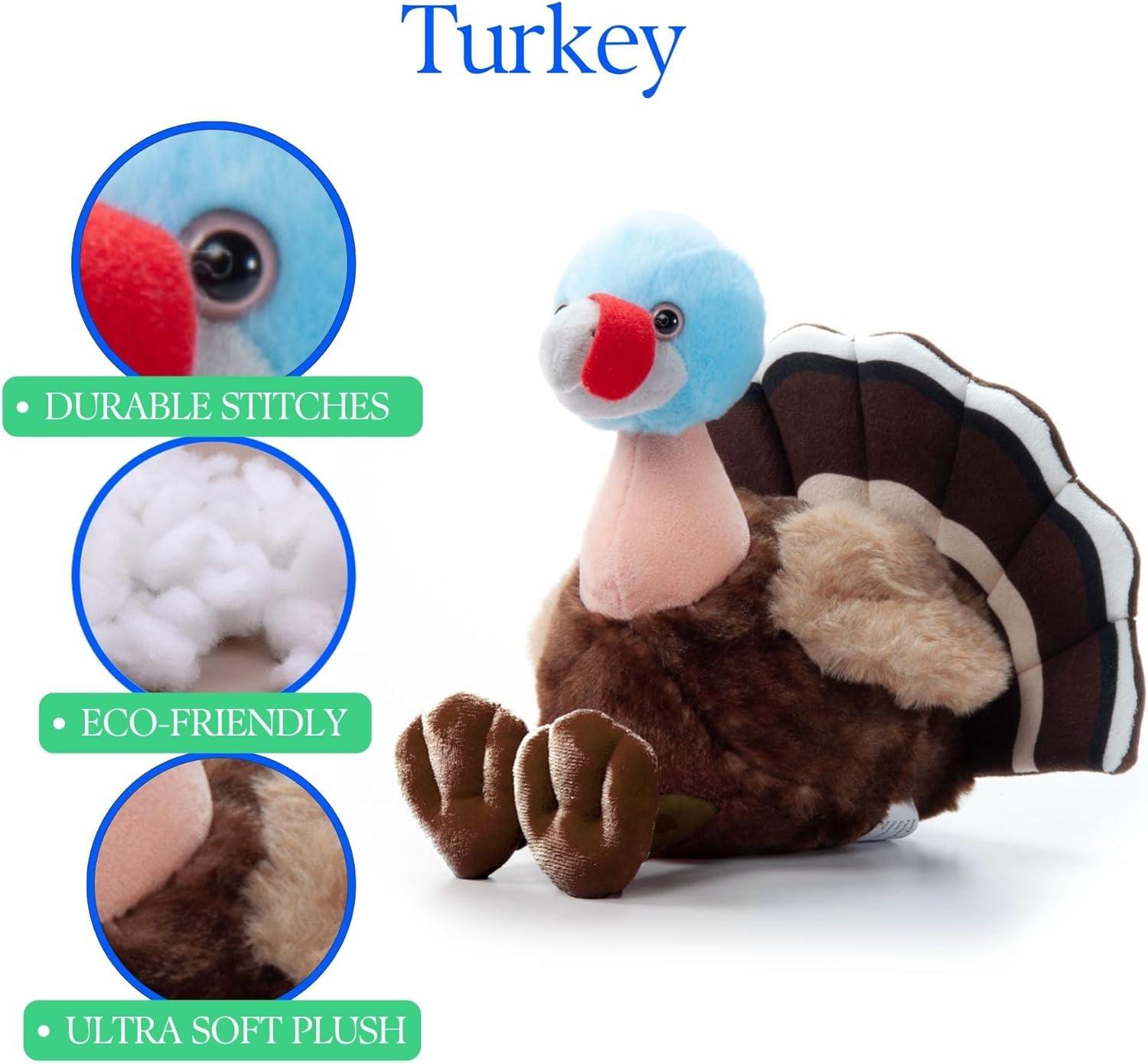 image:imageThe Petting Zoo Turkey Stuffed Animal Plushie Gifts for Kids Wild Onez Wildlife Animals Turkey Plush Toy 9 inches