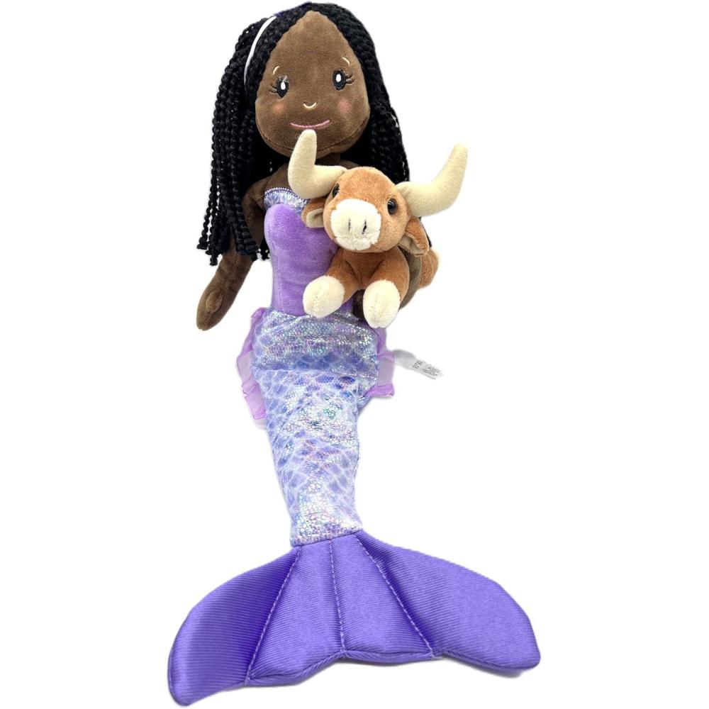 image:imageThe Petting Zoo Mermaid Doll with Longhorn Cow Stuffed Animal Gifts for Girls Plush Mermaid Doll with Long Horn Plush Toy 17 inch EthnicAfrican American