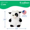The Petting Zoo Monkey Stuffed Animal Plushie, Gifts for Kids, Puffimalz Zoologee Plush Toy, 17 in(Cow)
