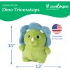 The Petting Zoo Monkey Stuffed Animal Plushie, Gifts for Kids, Puffimalz Zoologee Plush Toy, 17 in(Triceratops)