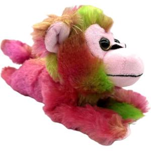The Petting Zoo Tie Die Monkey Stuffed Animal Plushie Slap Bracelet, Gifts for Kids, Slapstix Wildlife Animals, Monkey Snap Bracelets, 9 inches (Purple)(Pink Berry)