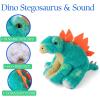 The Petting Zoo Stegosaurus Stuffed Animal Plushie, Gift for Kids, Dinosaur Animals, Stegosaurus Dinosaur Plush Toy with Sound, 8 inch